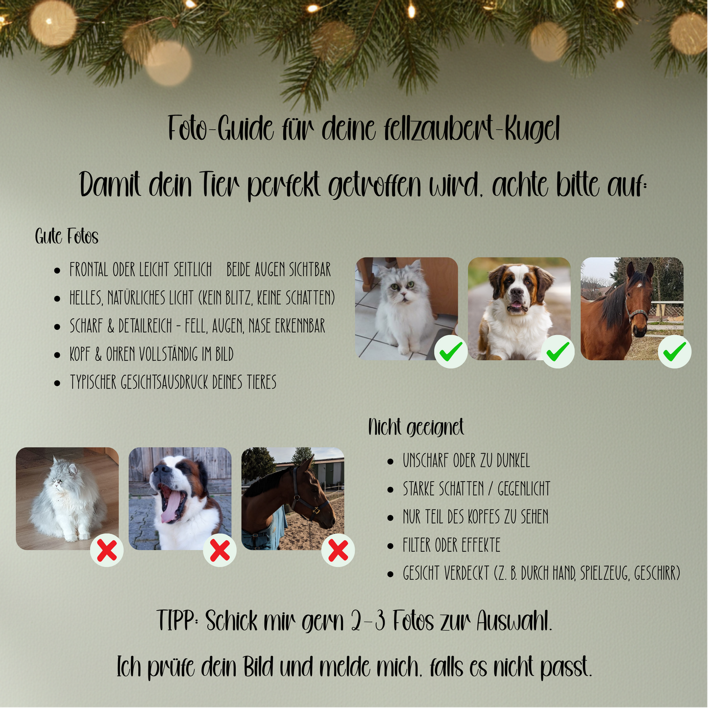 Personalisierte Christbaumkugel mit Hundeportrait und Name 🎄