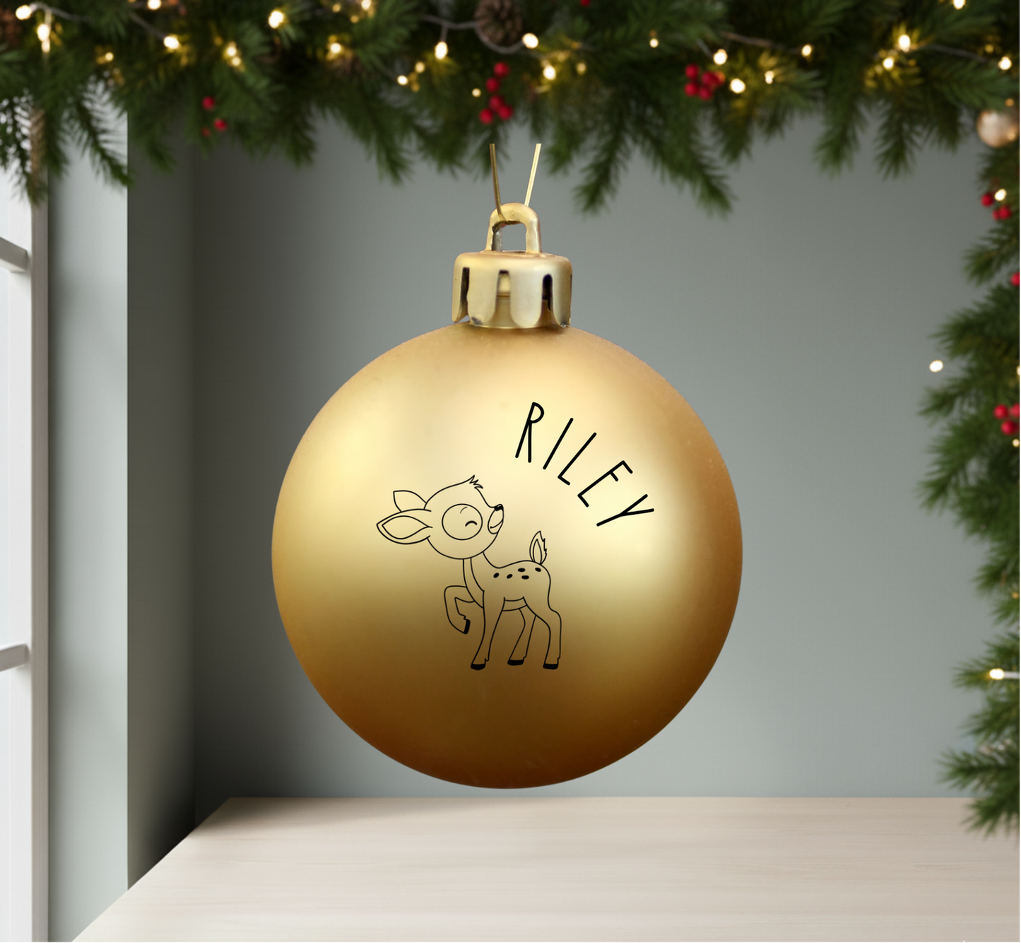 Personalisierte Christbaumkugel für Kinder – mit Tiermotiv & Name