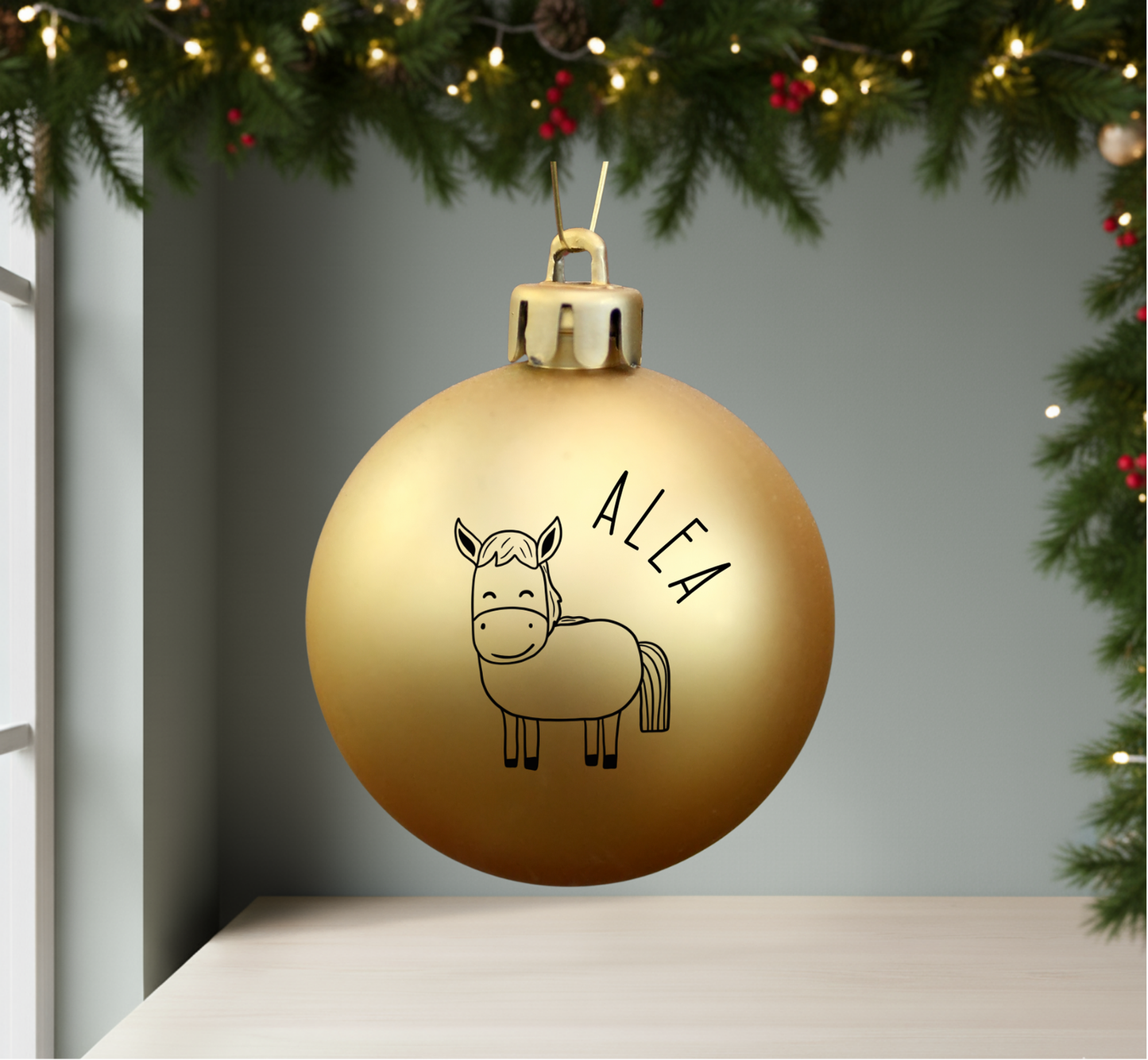 Personalisierte Christbaumkugel für Kinder – mit Tiermotiv & Name