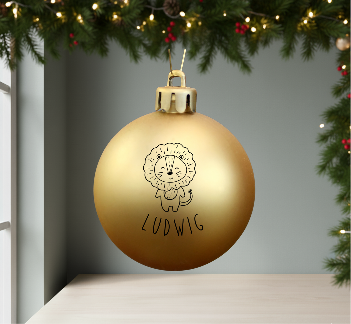 Personalisierte Christbaumkugel für Kinder – mit Tiermotiv & Name