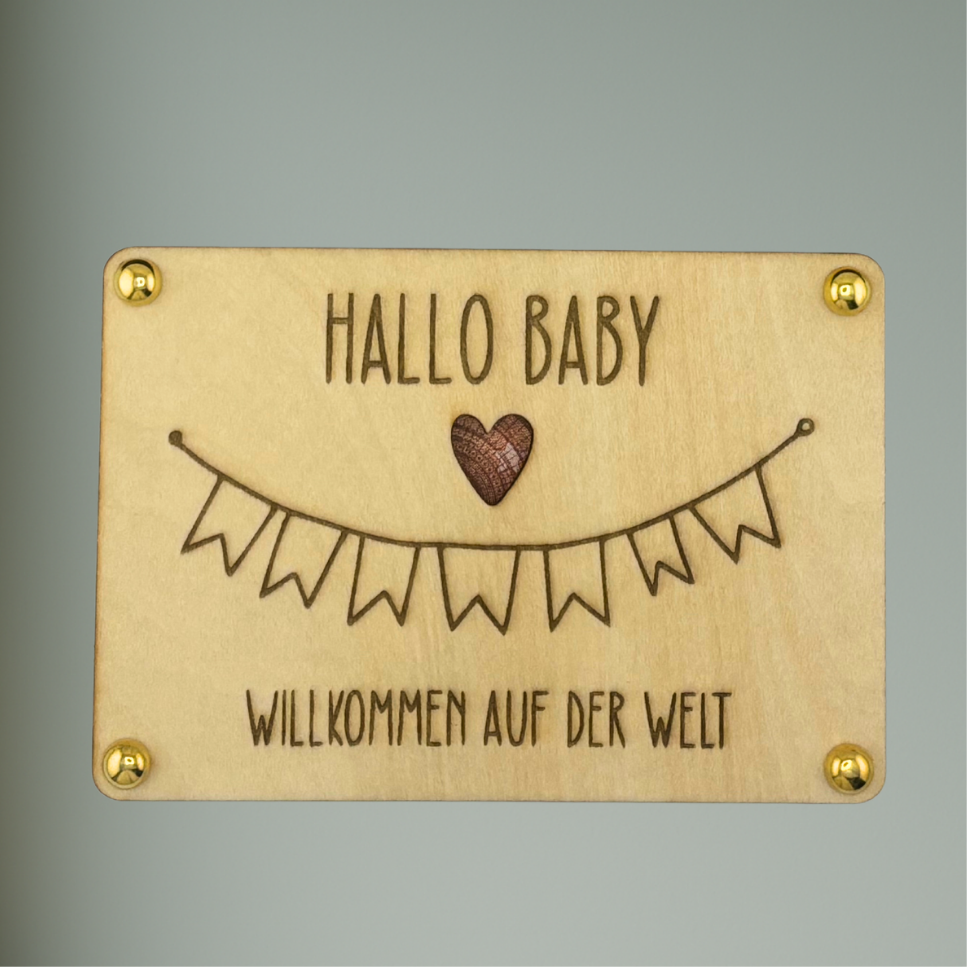 Geburt & Taufe Geschenk-Karten | Holz | Verschiedene Motive | Personalisierbar