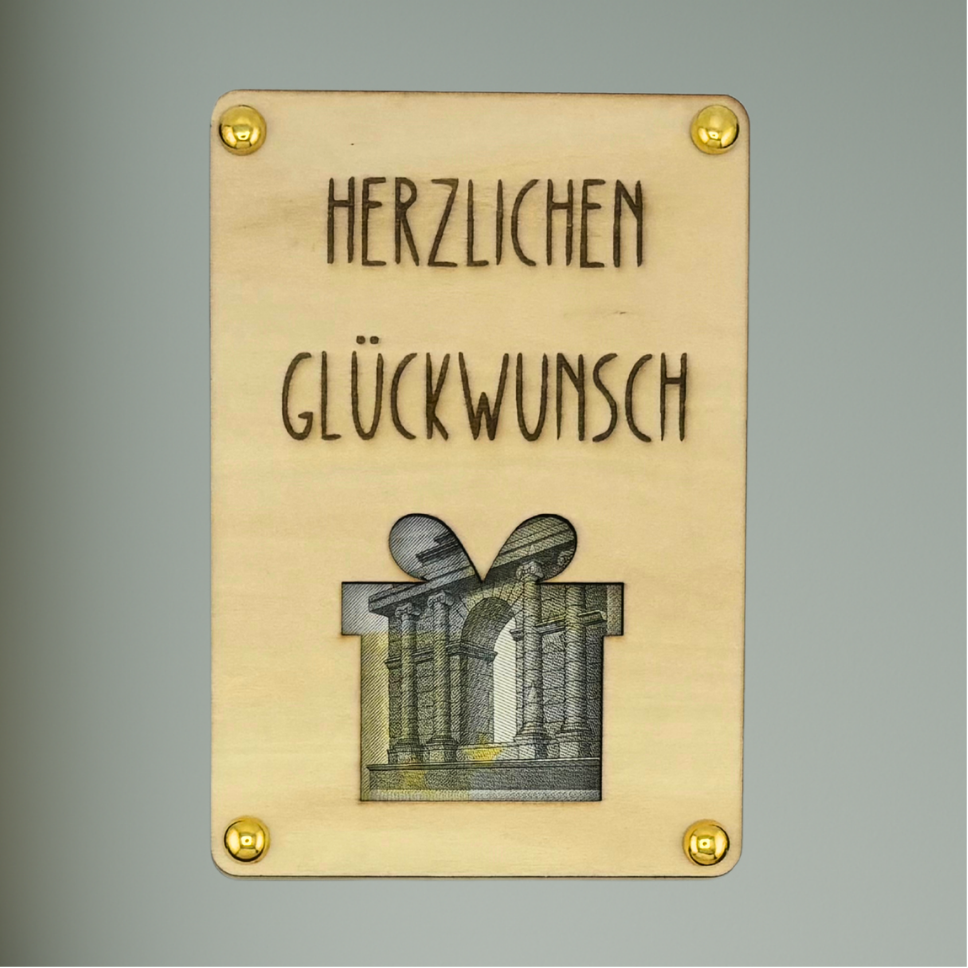 Geburtstags-Geschenk-Karten aus Holz| 6 Motive | Geldgeschenk & Gutscheinkarten | Personalisiert