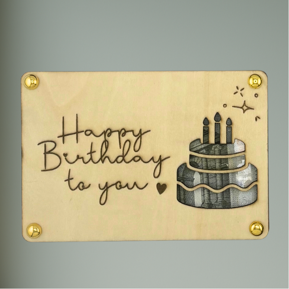 Geburtstags-Geschenk-Karten aus Holz| 6 Motive | Geldgeschenk & Gutscheinkarten | Personalisiert