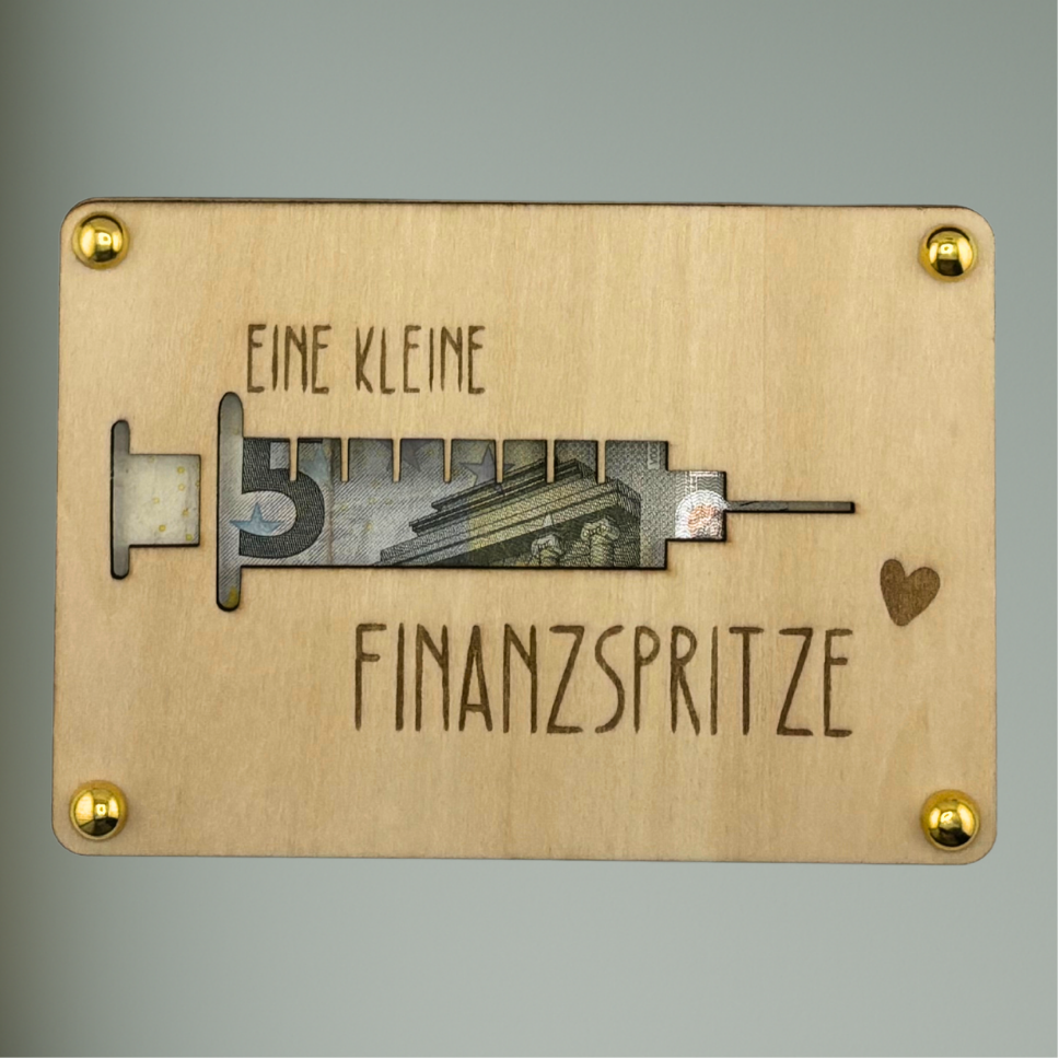 Holzkarte Geldgeschenk – Kleiner Geldregen / Mäuse / Finanzspritze | Holz | Personalisierbar