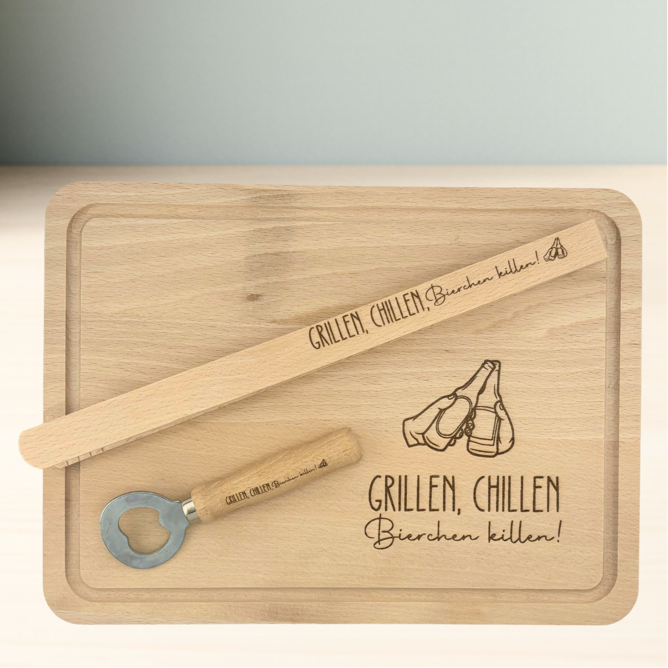 BBQ / Grill Set aus Buchenholz