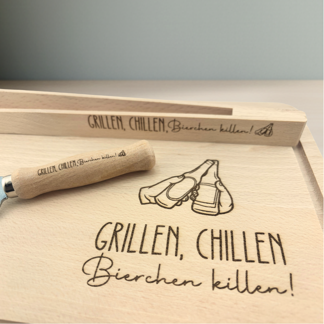 BBQ / Grill Set aus Buchenholz