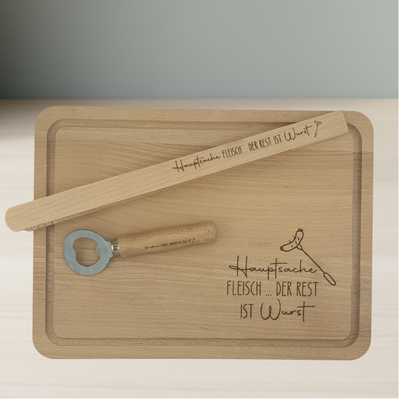 BBQ / Grill Set aus Buchenholz