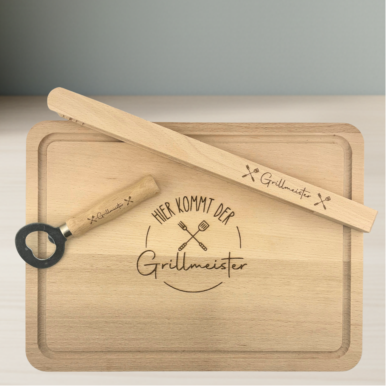 BBQ / Grill Set aus Buchenholz