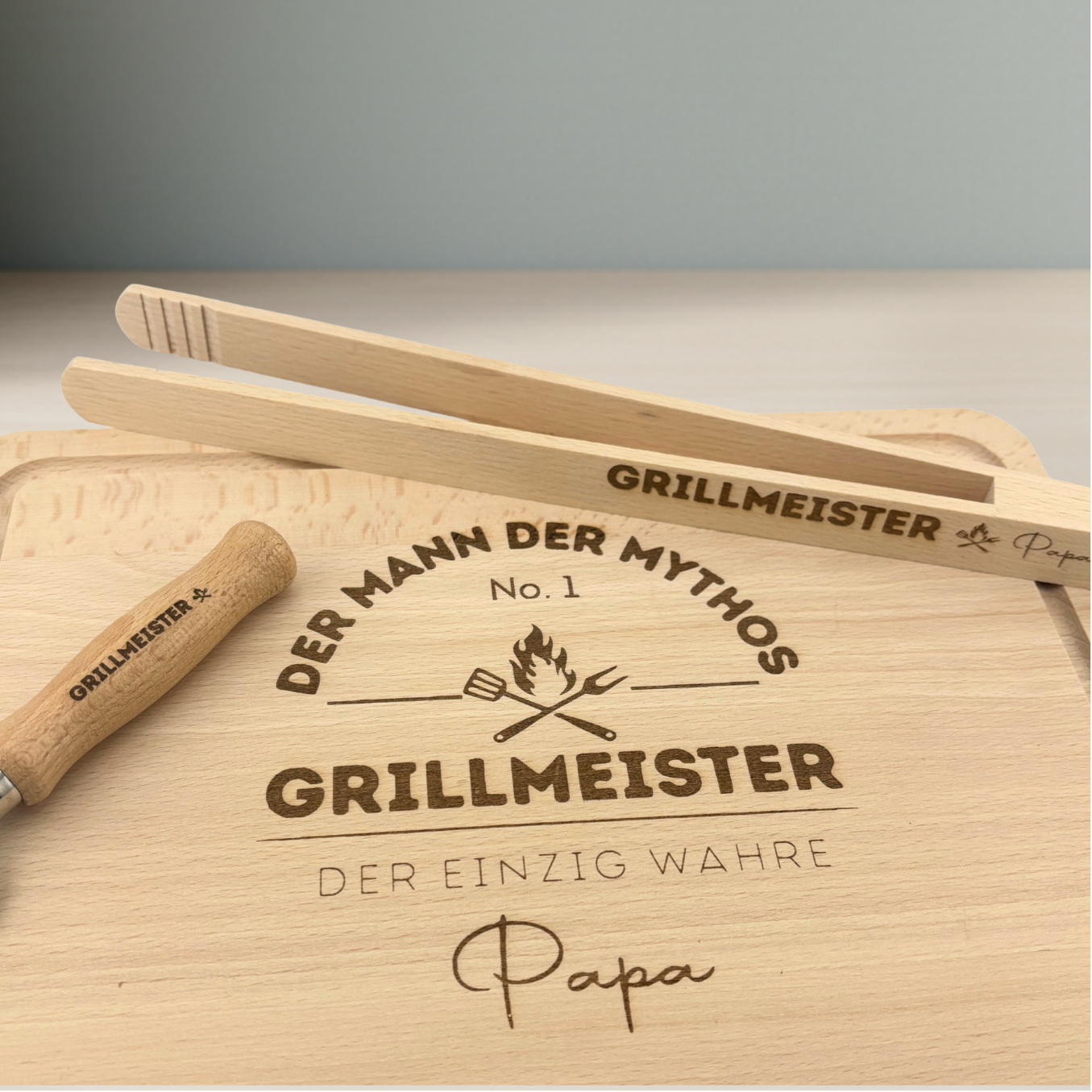 BBQ / Grill Set aus Buchenholz