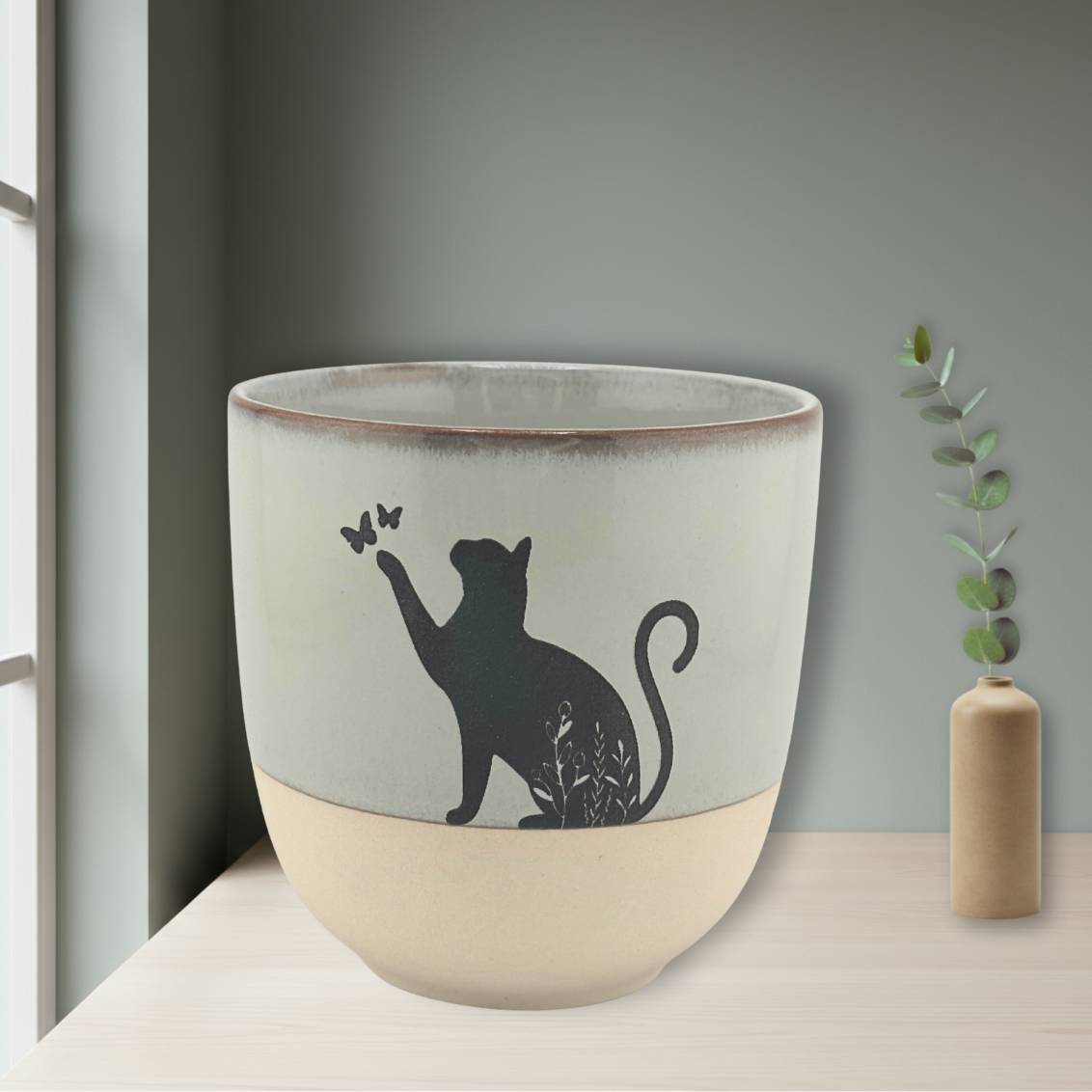 Tasse & Frühstücksbrettchen mit Katzenmotiv 🐱