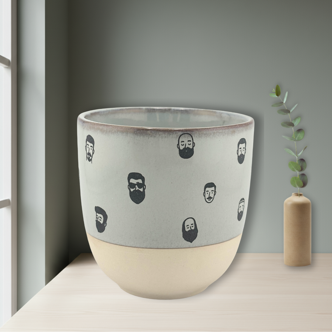 Tasse & Frühstücksbrettchen „einzigBARTig“  | Lustiges Geschenk für Männer