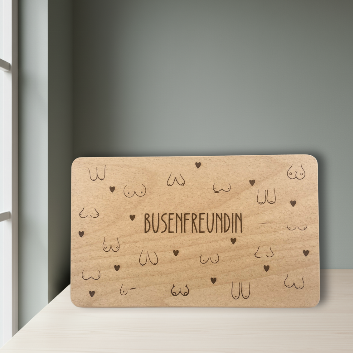 Tasse & Frühstücksbrettchen „Busenfreundin“  | Lustiges Geschenk für beste Freundin