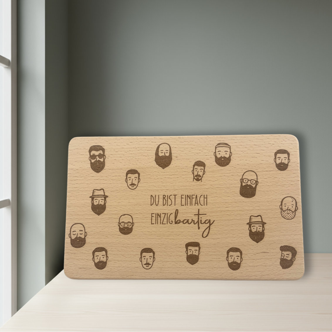 Tasse & Frühstücksbrettchen „einzigBARTig“  | Lustiges Geschenk für Männer