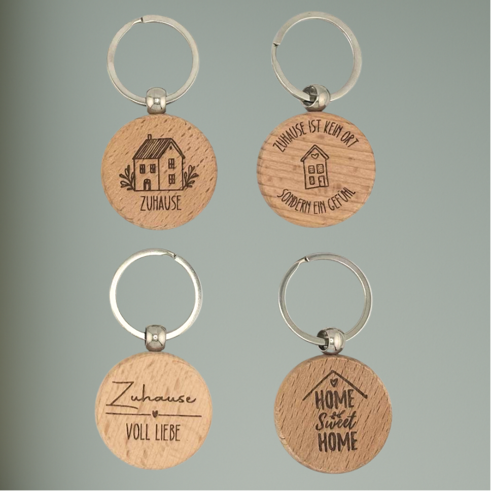 Holz-Schlüsselanhänger - „Zuhause“
