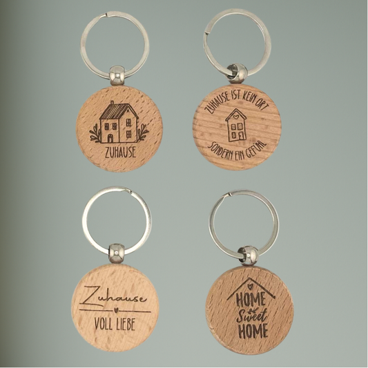 Holz-Schlüsselanhänger - „Zuhause“
