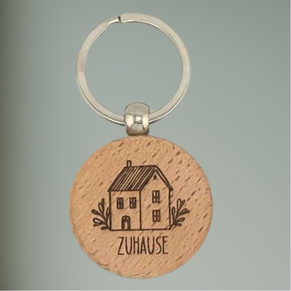 Holz-Schlüsselanhänger - „Zuhause“