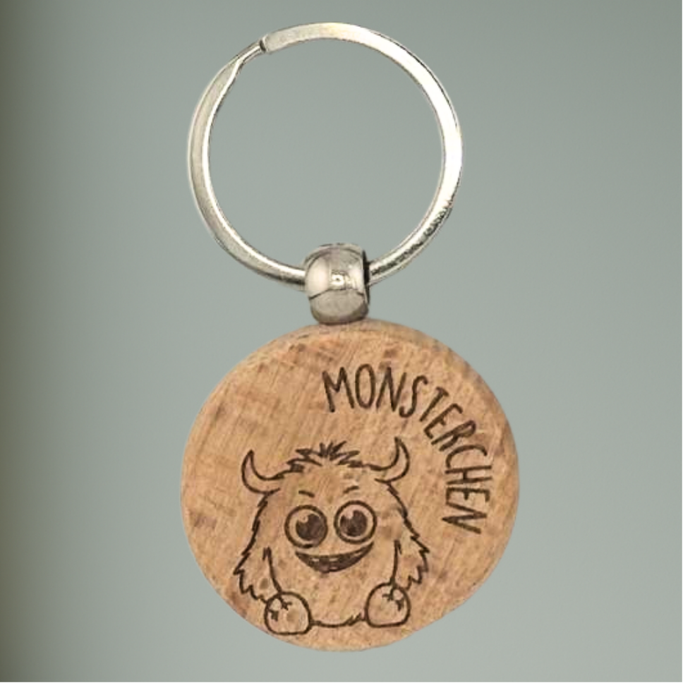 Personalisierter Holz-Schlüsselanhänger für Kinder – Tiermotiv & Name