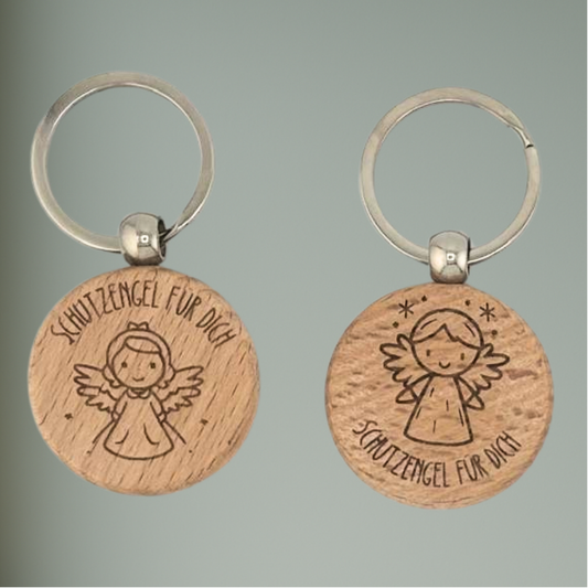Holz-Schlüsselanhänger - Schutzengel  – kleiner Glücksbringer & Geschenkidee