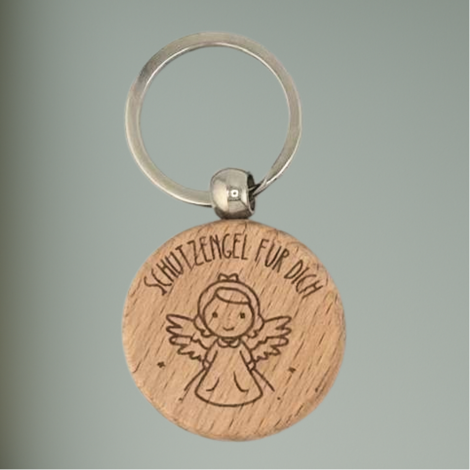 Holz-Schlüsselanhänger - Schutzengel  – kleiner Glücksbringer & Geschenkidee