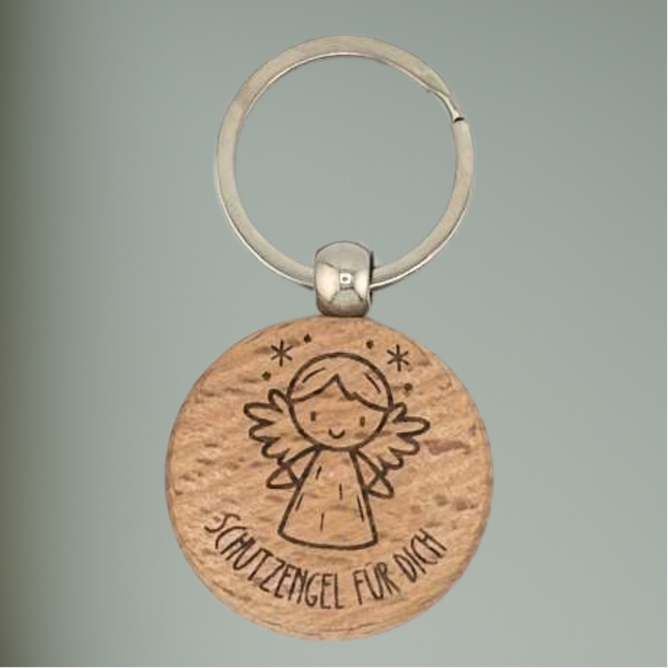 Holz-Schlüsselanhänger - Schutzengel  – kleiner Glücksbringer & Geschenkidee